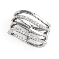 Thumbnail for 14k White Gold Multiple Band Design Ring with Diamonds (3/8 cttw) Rings Angelucci Jewelry   
