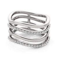 Thumbnail for 14k White Gold Multiple Band Design Ring with Diamonds (3/8 cttw) Rings Angelucci Jewelry   