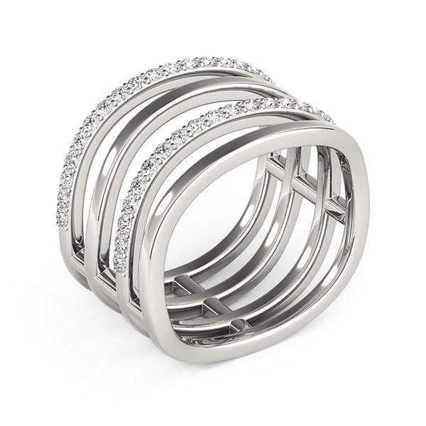 14k White Gold Multiple Band Design Ring with Diamonds (3/8 cttw) Rings Angelucci Jewelry   