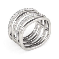 Thumbnail for 14k White Gold Multiple Band Design Ring with Diamonds (3/8 cttw) Rings Angelucci Jewelry   