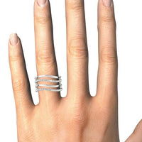 Thumbnail for 14k White Gold Multiple Band Design Ring with Diamonds (3/8 cttw) Rings Angelucci Jewelry   
