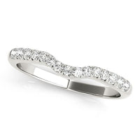 Thumbnail for 14k White Gold Pave Set Curved Diamond Wedding Band (1/5 cttw) Rings Angelucci Jewelry   