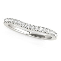Thumbnail for 14k White Gold Pave Set Round Curved Wedding Band (1/4 cttw) Rings Angelucci Jewelry   