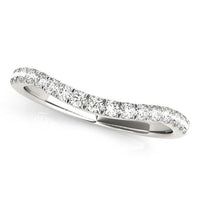 Thumbnail for 14k White Gold Pave Set Round Diamond Curved Wedding Band (1/4 cttw) Rings Angelucci Jewelry   