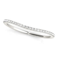 Thumbnail for 14k White Gold Pave Style Setting Curved Diamond Wedding Band (1/10 cttw) Rings Angelucci Jewelry   