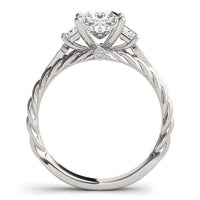 Thumbnail for 14k White Gold Princess Cut 3 Stone Antique Style Diamond Ring (1 1/8 cttw) Rings Angelucci Jewelry   