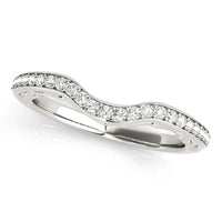 Thumbnail for 14k White Gold Prong Set Curved Diamond Wedding Ring (1/6 cttw) Rings Angelucci Jewelry   