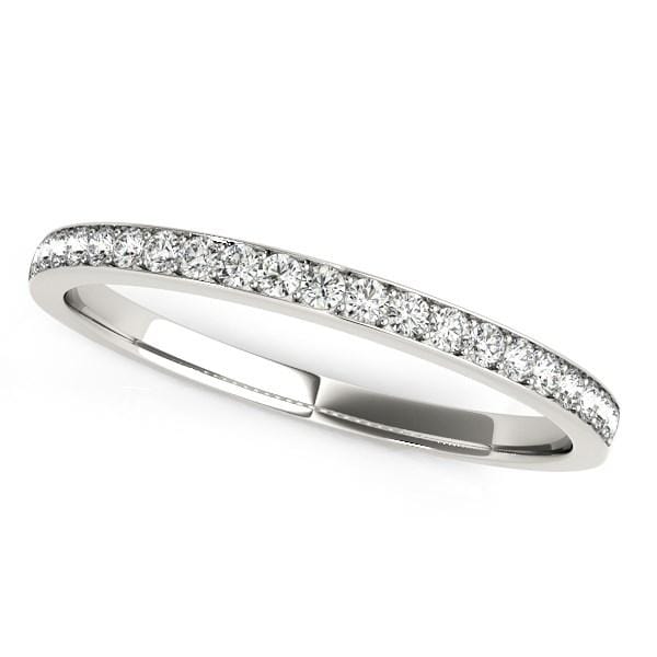14k White Gold Prong Setting Round Diamond Wedding Band (1/5 cttw) Rings Angelucci Jewelry   