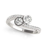 Thumbnail for 14k White Gold Round Bezel Setting Two Stone Diamond Ring (5/8 cttw) Rings Angelucci Jewelry   