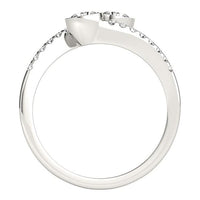 Thumbnail for 14k White Gold Round Bezel Setting Two Stone Diamond Ring (5/8 cttw) Rings Angelucci Jewelry   
