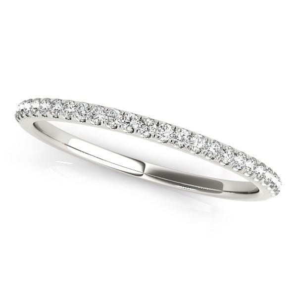 14k White Gold Round Diamond Pave Set Wedding Band (1/8 cttw) Rings Angelucci Jewelry   