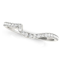 Thumbnail for 14k White Gold Round Pave Setting Curved Diamond Wedding Ring (1/5 cttw) Rings Angelucci Jewelry   