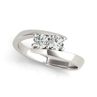 Thumbnail for 14k White Gold Round Two Stone Common Prong Diamond Ring (1/2 cttw) Rings Angelucci Jewelry   