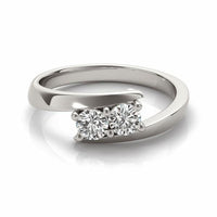 Thumbnail for 14k White Gold Round Two Stone Common Prong Diamond Ring (1/2 cttw) Rings Angelucci Jewelry   