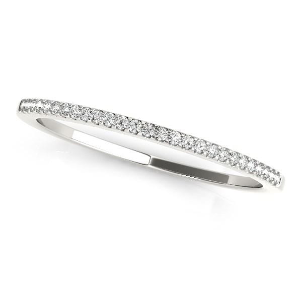 14k White Gold Slim Round Pave Set Wedding Band (1/10 cttw) Rings Angelucci Jewelry   