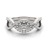 Thumbnail for 14k White Gold Split Shank Infinity Two Stone Round Diamond Ring (1/2 cttw) Rings Angelucci Jewelry   