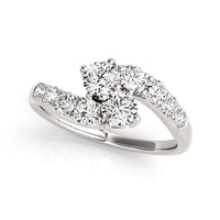 Thumbnail for 14k White Gold Two Stone Overlap Design Diamond Ring (1 cttw) Rings Angelucci Jewelry   