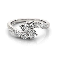 Thumbnail for 14k White Gold Two Stone Overlap Design Diamond Ring (1 cttw) Rings Angelucci Jewelry   