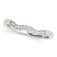 Thumbnail for 14k White Gold Wavy Style Diamond Wedding Ring (1/15 cttw) Rings Angelucci Jewelry   