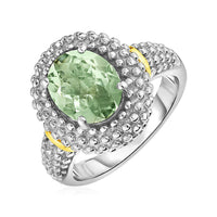 Thumbnail for Ring with Oval Green Amethyst in 18k Yellow Gold & Sterling Silver Rings Angelucci Jewelry   