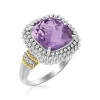 Thumbnail for 18k Yellow Gold & Sterling Silver Popcorn Ring with Amethyst and Diamond Accents Rings Angelucci Jewelry   