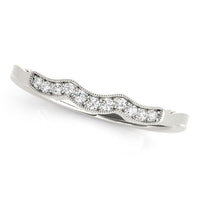 Thumbnail for 14k White Gold Wave Style Milgrained Diamond Wedding Ring (1/20 cttw) Rings Angelucci Jewelry   