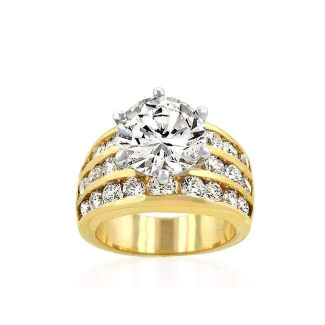 5 Carat Cubic Zirconia Ring, Classic Gold CZ Engagement Ring Rings JGI   