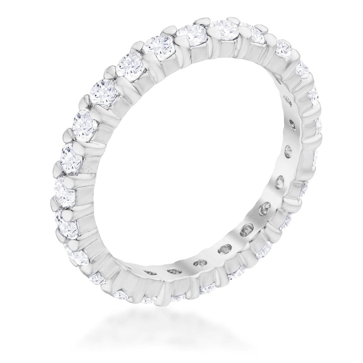 Cubic Zirconia Eternity Band, Sterling Silver w/ Prongs Setting Rings JGI   