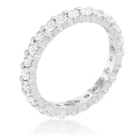 Thumbnail for Cubic Zirconia Eternity Band, Sterling Silver w/ Prongs Setting Rings JGI   