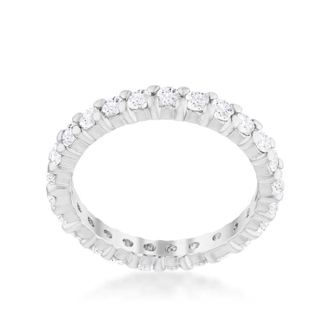 Cubic Zirconia Eternity Band, Sterling Silver w/ Prongs Setting Rings JGI   