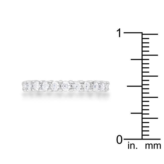 Cubic Zirconia Eternity Band, Sterling Silver w/ Prongs Setting Rings JGI   