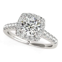Thumbnail for Square Shape Halo Diamond Engagement Ring in 14k White Gold (1 1/2 cttw) Rings Angelucci Jewelry   