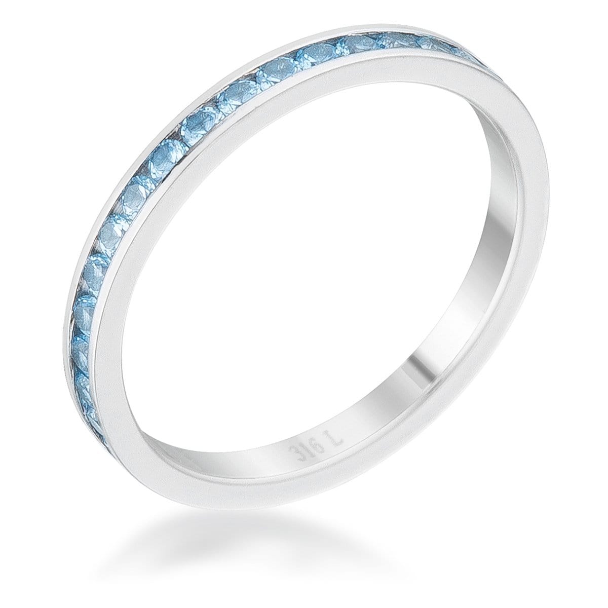 Teresa 0.5ct Blue Topaz CZ Stainless Steel Eternity Band Rings JGI   