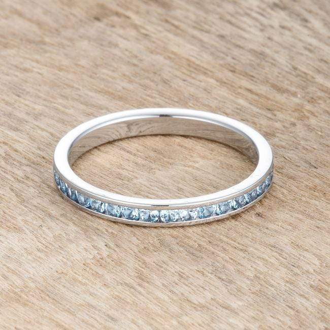 Teresa 0.5ct Blue Topaz CZ Stainless Steel Eternity Band Rings JGI   