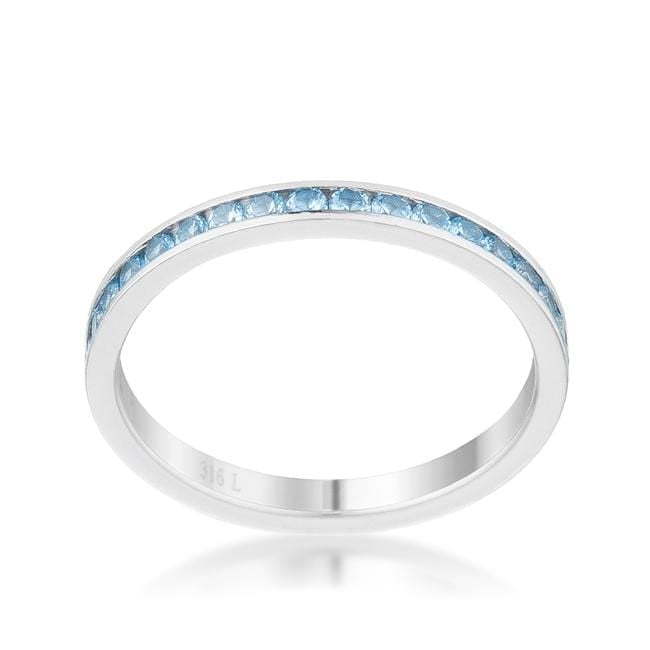 Teresa 0.5ct Blue Topaz CZ Stainless Steel Eternity Band Rings JGI   