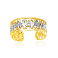Thumbnail for 14k Two-Tone Gold Cuff Type Cut-Out Toe Ring with Diamond Design Toe Rings Angelucci Jewelry   