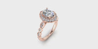 Art-Deco One Carat Oval Diamond Engagement Ring with Alternating Marquise and Round Sides