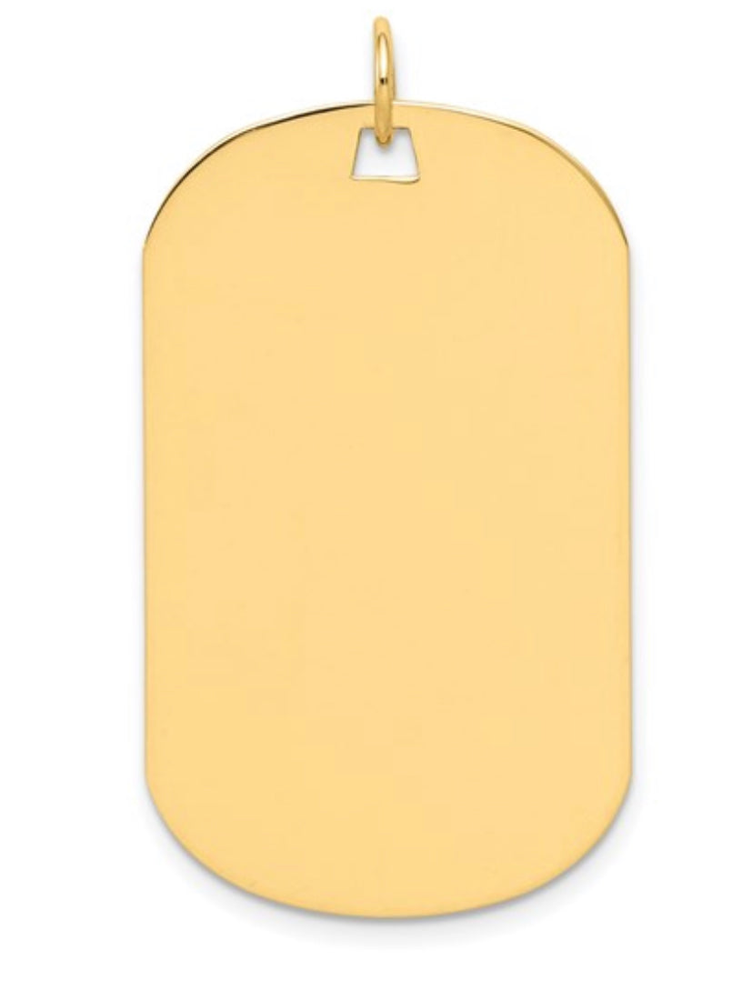 14 Karat Yellow Gold Military Dog Tag