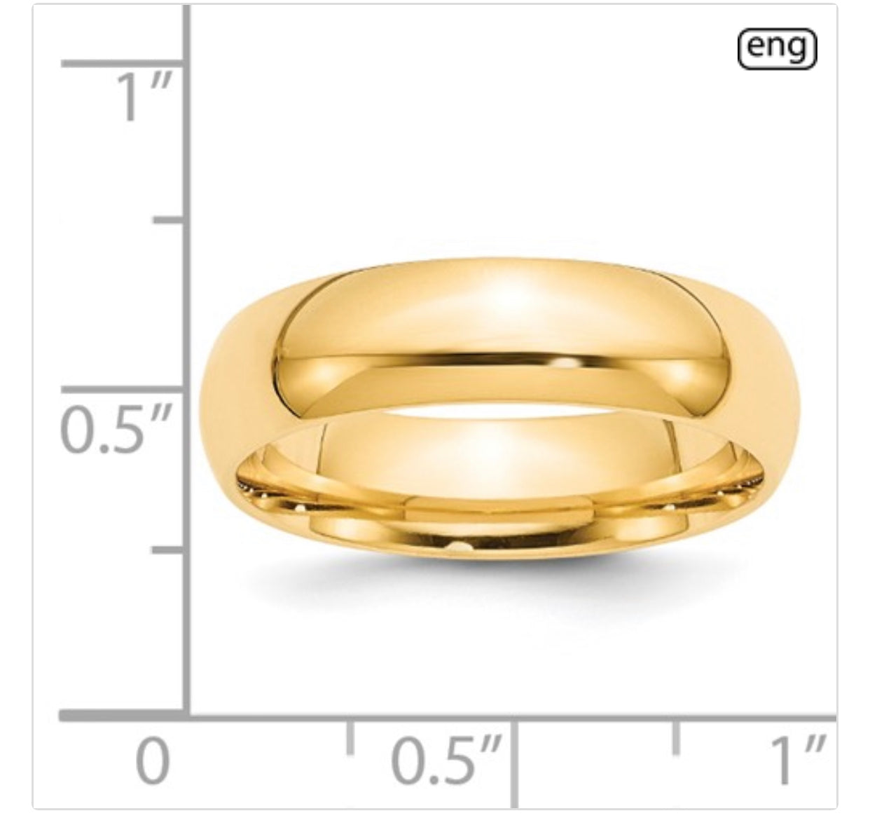 14k Yellow Gold 6mm Comfort-Fit Wedding Band