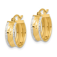 Thumbnail for 14k White Rhodium Polished Diamond-cut Hoops